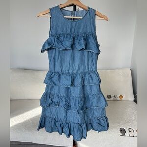 NWOT Michael Kors Denim Ruffle Tiered Layered Dress Mini Midi - XS